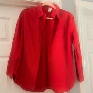Vibrant Red Button-Up Shirt